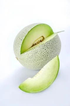 Green melon on white 스톡 사진