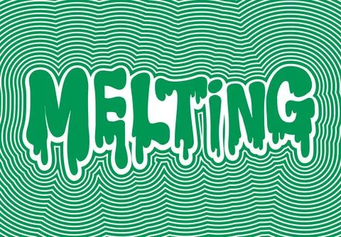 Green Melting Typography on Psychedelic Concentric Wavy Line Background Stock Illustration