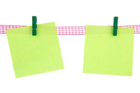 Green memo papers Foto stock