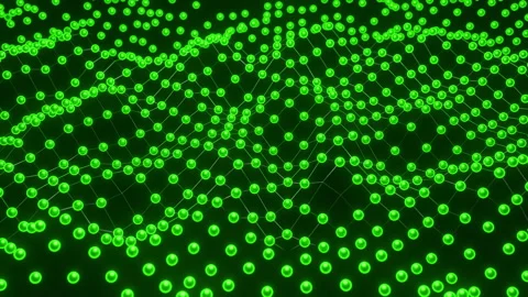 Green Mesh With Glowing Nodes Rotating Technology Futuristic Abstract Background Stock Footage 240742646