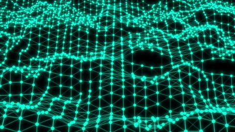 Green Mesh With Glowing Nodes Technology Futuristic Stock Footage 337625058