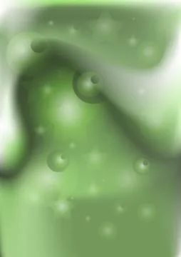 Green mesh gradient background with bubbles. Stock Illustration