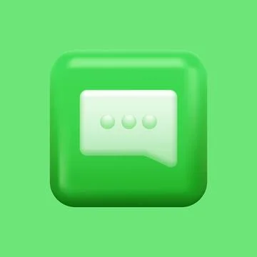 Green Message Icon. Isolated 3D Texting Button Stockillustratie