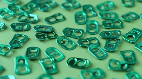 Green Metal pull ring of can. Recycling concept Video stock 153214087