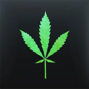 Green metallic cannabis leaf vector Stock Illustration