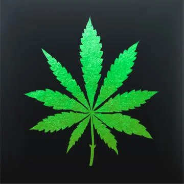 Green metallic cannabis leaf vector Stock Illustration