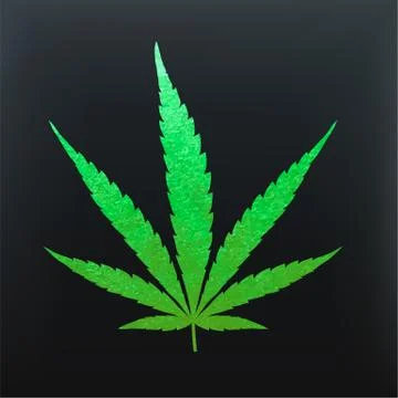 Green metallic cannabis leaf vector Stock Illustration