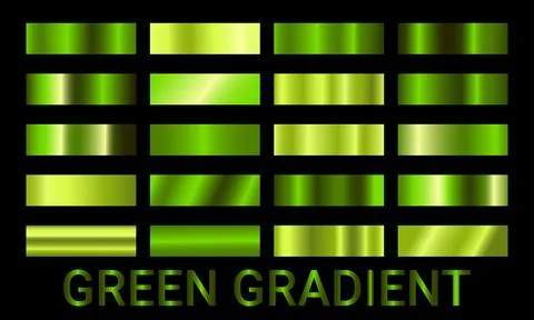 Green metallic gradient background set with shiny effect Illustrazione stock