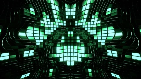 Green Metallic Grid of Moving Squares Background VJ Loop l 4K Stock Footage 294931182