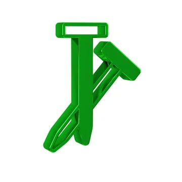 Green Metallic nails icon isolated on transparent background. Stock Illustration
