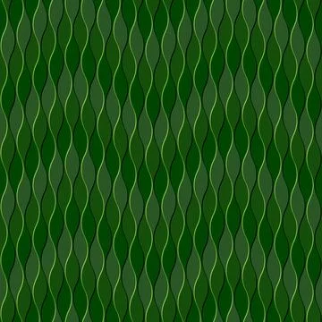 Green metallic  seamless pattern with vertical curvy  lines.  Stock Illustration