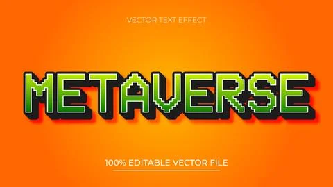 Green Metaverse Vector Editable Text Effect Template With Pixel Font Style Stock Illustration