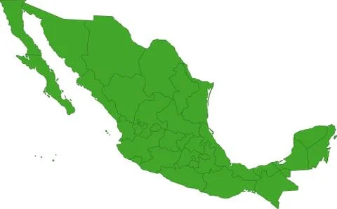 Green mexico map Stock Illustration