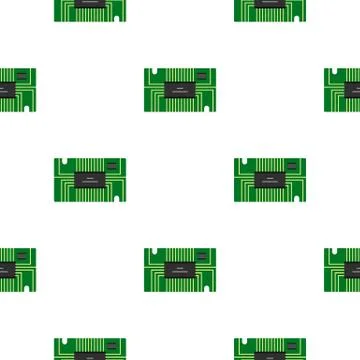 Green microchip pattern flat Illustrazione stock