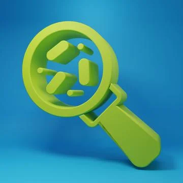 Green Microorganisms under magnifier icon isolated on blue background. Bact.. Stock Illustration