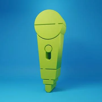 Green Microphone icon isolated on blue background. On air radio mic microph.. Illustrazione stock