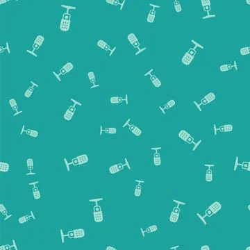 Green Microphone icon isolated seamless pattern on green background. On air r Illustrazione stock