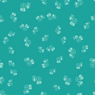 Green Microphone icon isolated seamless pattern on green background. On air.. Stock Illustration