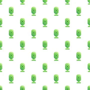 Green microphone studio equipment seamless pattern background Stock Illustration