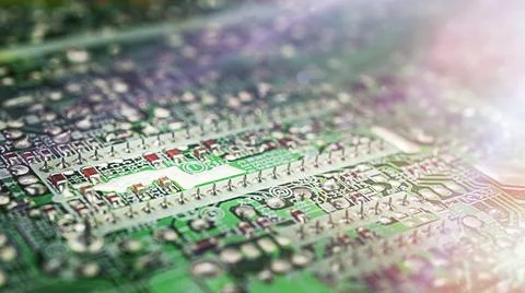 Green micros, concept of modern technology with a glare Stock Photos