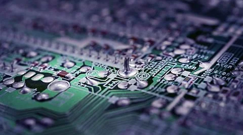 Green micros, concept of modern technology with a glare Stock Photos