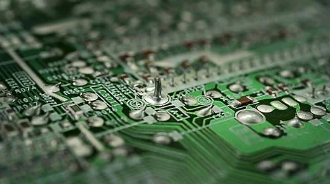 Green micros, concept of modern technology with a glare soft focus Stock Photos