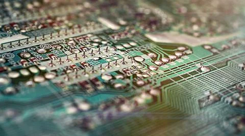 Green micros, concept of modern technology with a glare Stock Photos