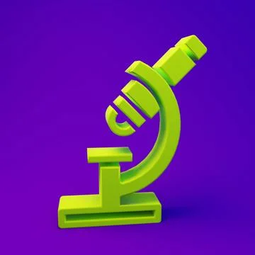 Green Microscope icon isolated on purple-blue background. Chemistry, pharma.. 스톡 일러스트