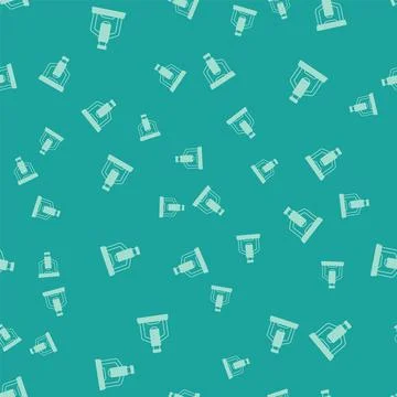 Green Microscope icon isolated seamless pattern on green background. Chemistry 스톡 일러스트