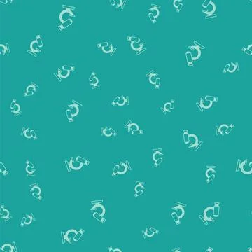 Green Microscope icon isolated seamless pattern on green background. Chemistry イラスト素材