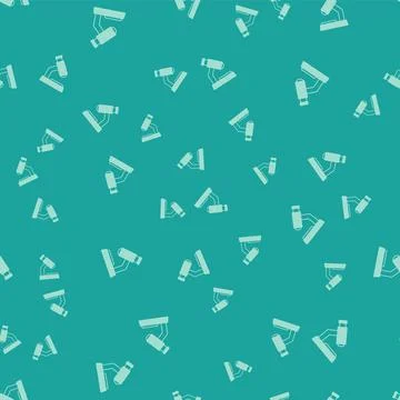 Green Microscope icon isolated seamless pattern on green background. Chemistry Illustrazione stock