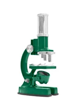 Green microscope isolated on white Stock Photos