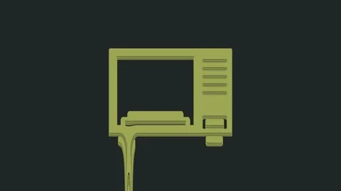 Green Microwave oven icon isolated on black background. Home appliances icon. 4K Stock Footage 235443309