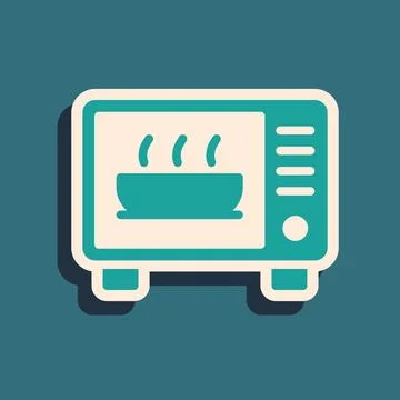 Green Microwave oven icon isolated on green background. Home appliances ico.. Illustrazione stock