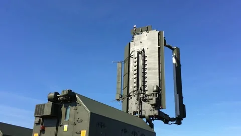 Green military radar is rotating Video stock 131248574