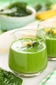 Green  milkshake with mint. Stock Photos
