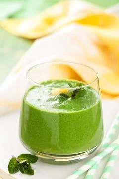 Green  milkshake with mint. Stock Photos