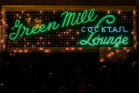Green Mill cocktail Lounge Neon Sign Stock Photos