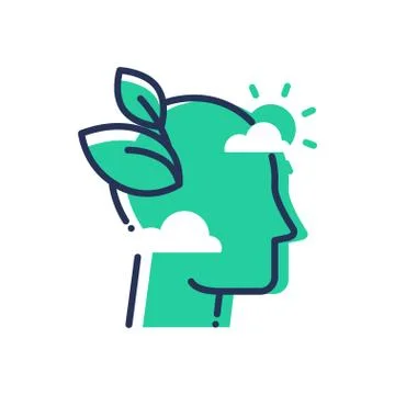 Green Mind - modern vector single line icon Stock Illustration