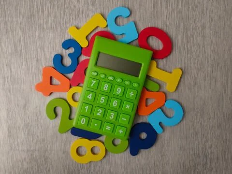 Green mini function handheld calculator Stock Photos