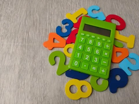 Green mini function handheld calculator 库存照片