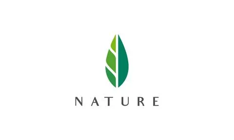 Green minimal leaf logo in abstract and modern style Stock Illustration