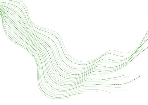 Green minimal wavy dotted lines abstract futuristic tech background Illustrazione stock