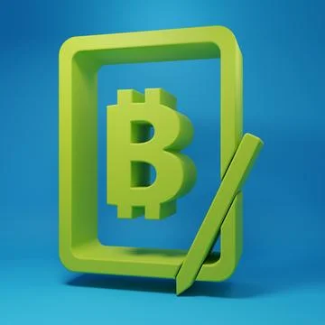 Green Mining bitcoin from graphic tablet icon isolated on blue background. .. Stock Illustration