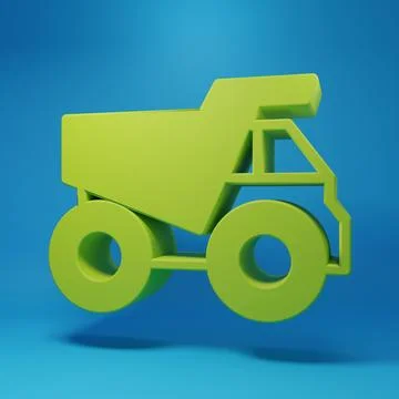 Green Mining dump truck icon isolated on blue background. Minimalism concep.. Stock Illustration