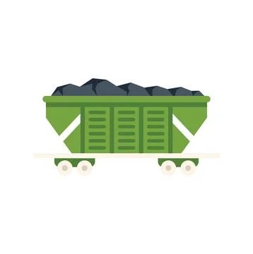 Green mining wagon carrying coal from mine Stock Illustration