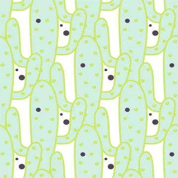 Green mint cactuses vector seamless pattern Illustrazione stock
