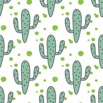 Green mint cactuses vector seamless pattern 스톡 일러스트