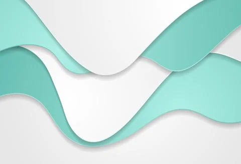 Green mint curved waves minimal abstract corporate background Stock Illustration