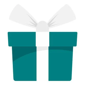 Green mint gift box icon, flat style Stock Illustration